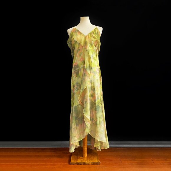 MISA Los Angeles | Chartreuse Asymmetrical Hem Maxi Dress | NWT - Picture 5 of 11